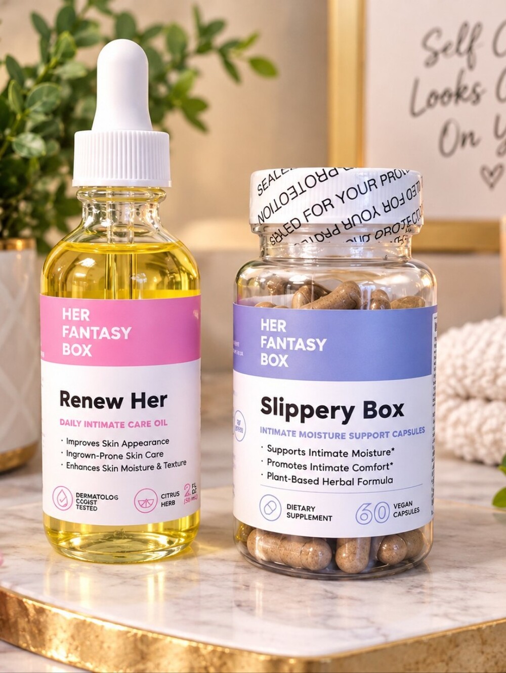 Renew Her Oil & Slippery Box Capsules - Pink & Blue